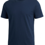 Front view of navy blue premium cotton mens t-shirt on white background